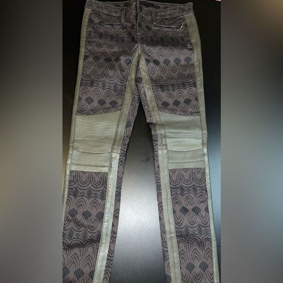 Genetic Denim Denim - Genetic Denim Olive Sadie Jeans With Faux Leather Details Size 26 NWOT